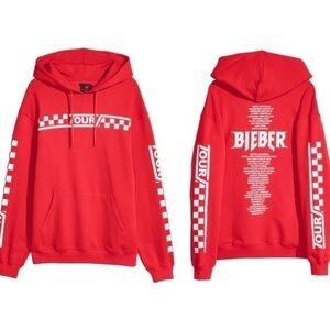 Justin Bieber Concert Tour Red Hooded Jacket